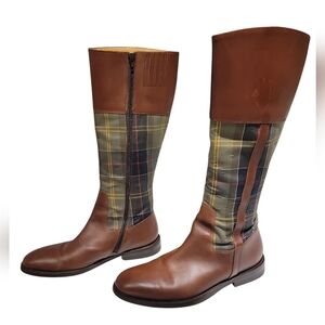Barbour Brown and Plaid Combat Boots